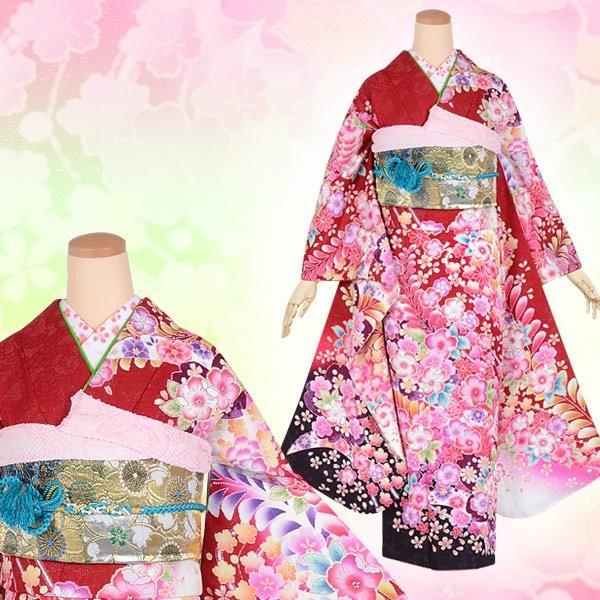振袖 レンタル 成人式 結婚式 赤 豪華 総柄 辻が花(絹) 一点物 12月〜1月利用 対応身長165〜169cm RS1654の画像
