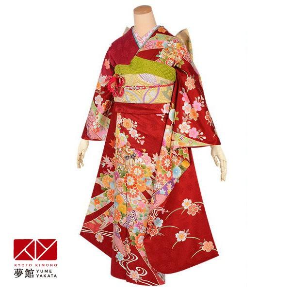 振袖 レンタル 成人式 結婚式 赤　熨斗に流水花（絹） 一点物12月〜1月利用 対応身長154〜165cm RS1728