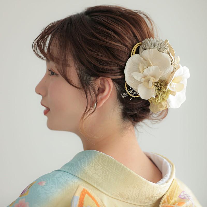 振袖 レンタル 成人式 結婚式 黄ぼかし 吉祥貝桶に四季の花(絹)(R1377)12月〜1月利用 対応身長165〜169cm RS1865の画像