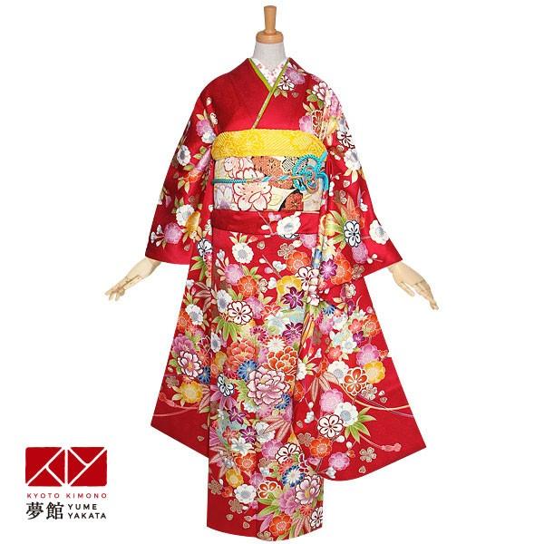 振袖 レンタル 成人式 結婚式 訳あり商品 安い 赤　花紋に花くす玉(R1019)12月〜1月利用 対応身長154〜165cm RS1897