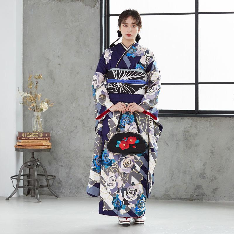 CECIL McBEE 振袖 レンタル 成人式 結婚式 紺 薔薇尽くし(R1522 CECIL McBEE 振袖 レンタル 成人式 結婚式 紺 薔薇尽くし(R1522