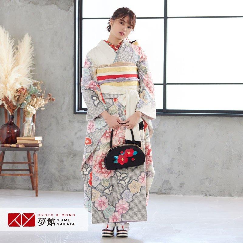 振袖 レンタル 成人式 結婚式 白×グレー 総絞り 胡蝶に牡丹 振袖 レンタル 成人式 結婚式 白×グレー 総絞り 胡蝶に牡丹