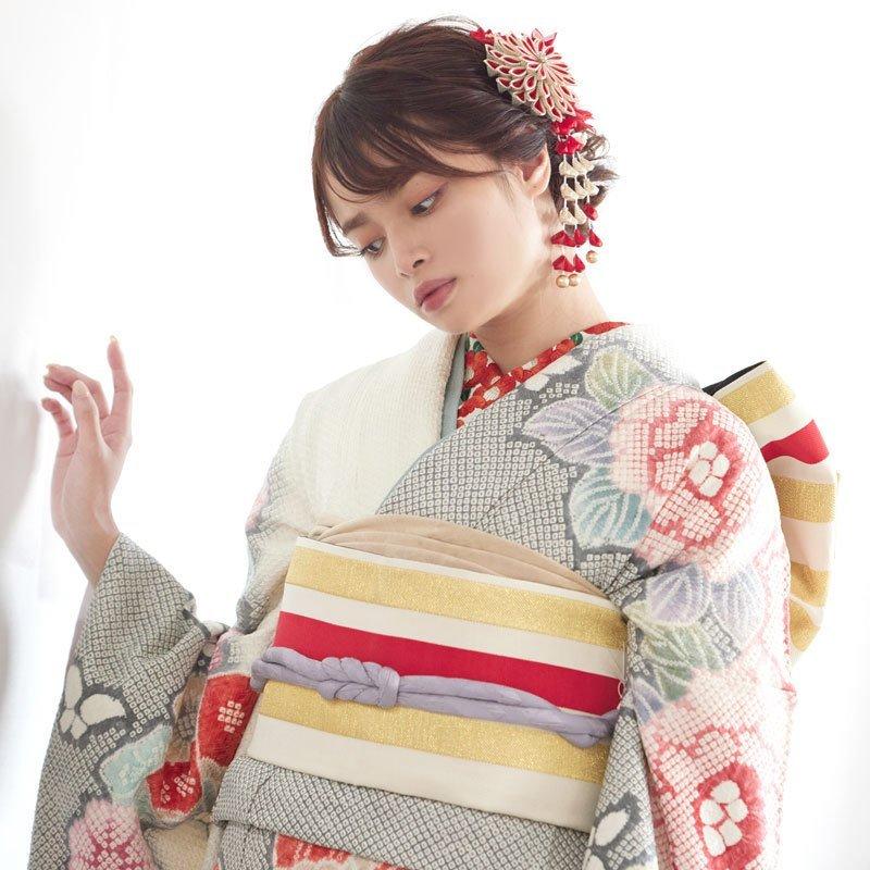 振袖 レンタル 成人式 結婚式 白×グレー 総絞り 胡蝶に牡丹 振袖 レンタル 成人式 結婚式 白×グレー 総絞り 胡蝶に牡丹