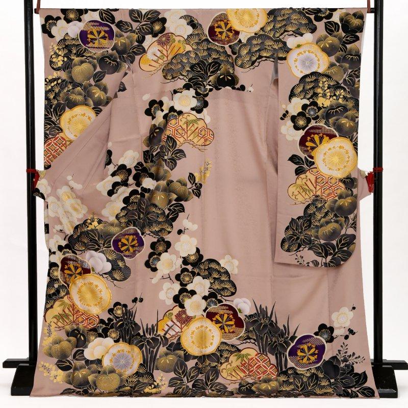 匿名配送 振袖 レンタル 成人式 結婚式 ピンクベージュ 松に吉祥花（R1990）Vサンク 12月〜1月利用 対応身長165〜169cm RS2019 【CEG2957923293】(108000円)
