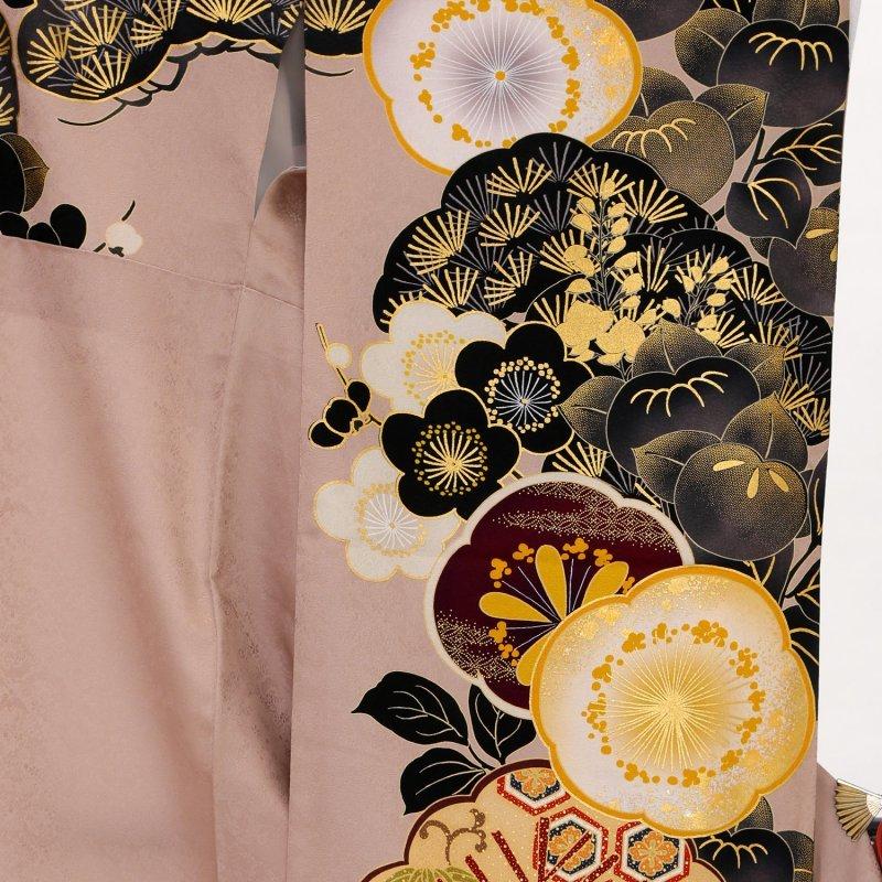匿名配送 振袖 レンタル 成人式 結婚式 ピンクベージュ 松に吉祥花（R1990）Vサンク 12月〜1月利用 対応身長165〜169cm RS2019 【CEG2957923293】(108000円)