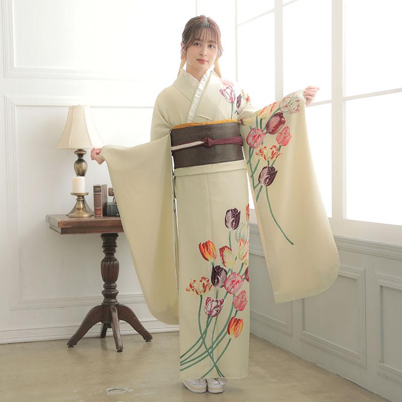 振袖 レンタル 成人式 結婚式 ベージュ チューリップ 和風館 12