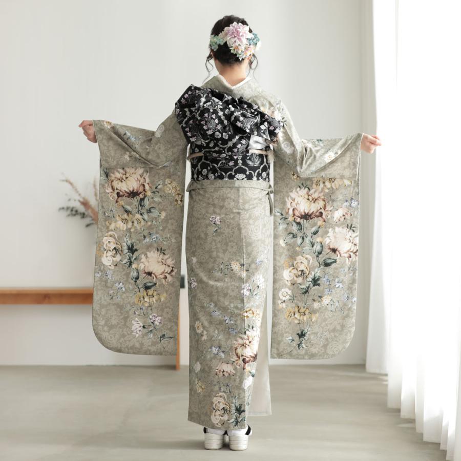 振袖 レンタル 成人式 結婚式 モスベージュ 花更紗 JILL STUART12月〜1