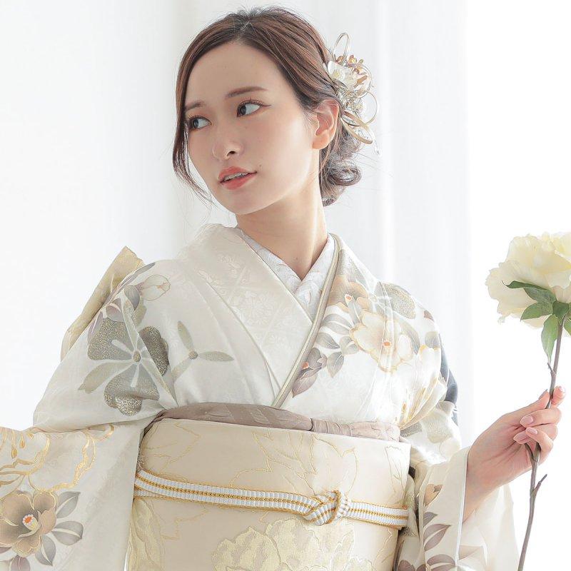 振袖 レンタル 成人式 結婚式 白 大桜に椿(R2099)12月〜1月利用 振袖 レンタル 成人式 結婚式 白 大桜に椿(R2099)12月〜1月利用