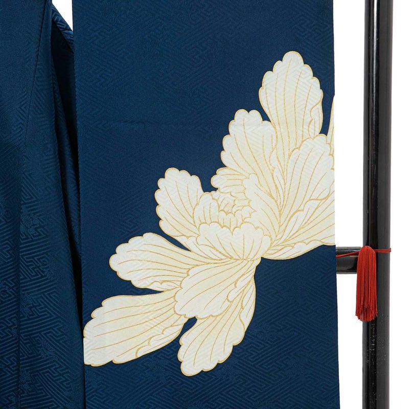 振袖 レンタル 成人式 結婚式 青 大輪牡丹12月〜1月利用 対応身長154