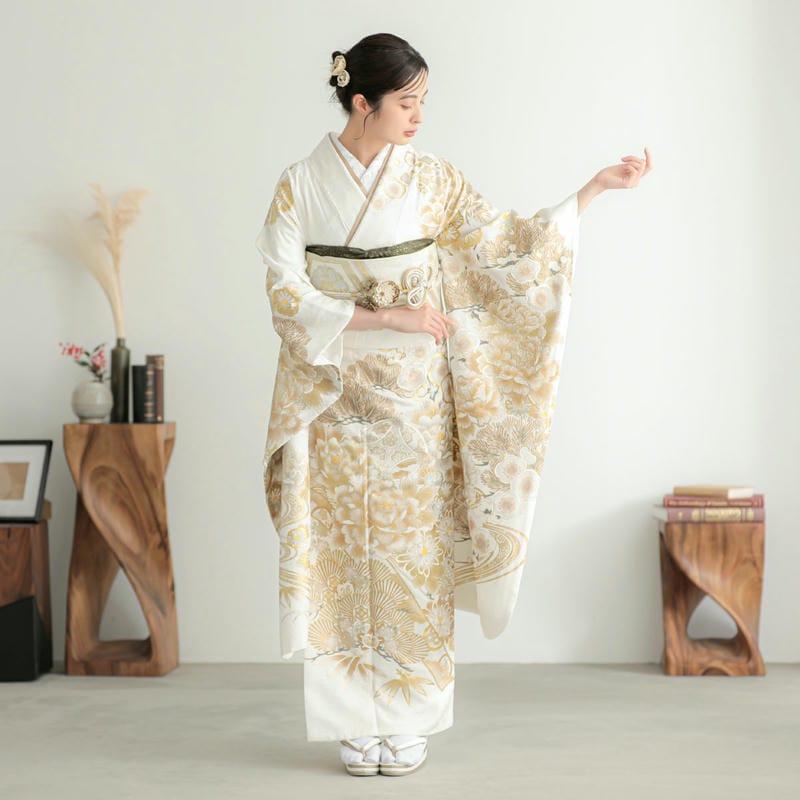 振袖 レンタル 成人式 結婚式 白金 牡丹に松竹梅12月〜1月利用
