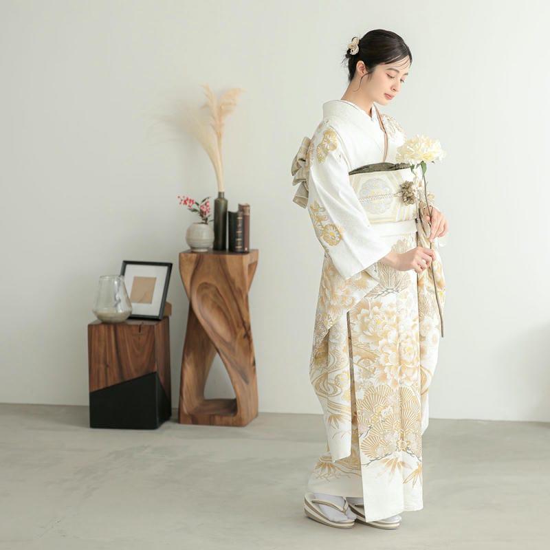 振袖 レンタル 成人式 結婚式 白金 牡丹に松竹梅12月〜1月利用