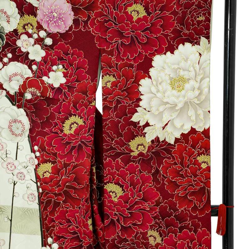 振袖 レンタル 成人式 結婚式 華徒然×吉木千沙都 白x赤 牡丹に梅