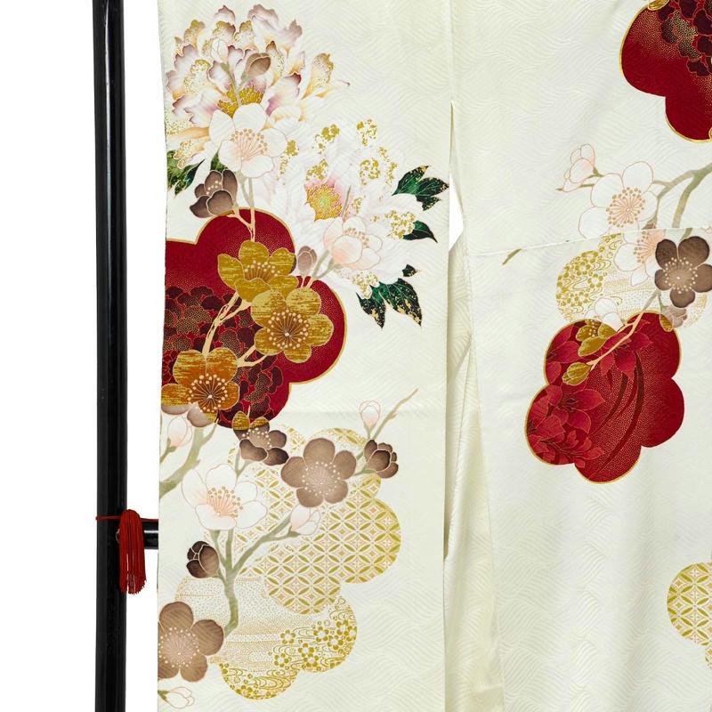 振袖 レンタル 成人式 結婚式 白 菊牡丹に梅 桜田ひより12月〜1月利用