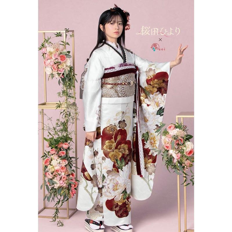 振袖 レンタル 成人式 結婚式 白 菊牡丹に梅 桜田ひより12月〜1月利用