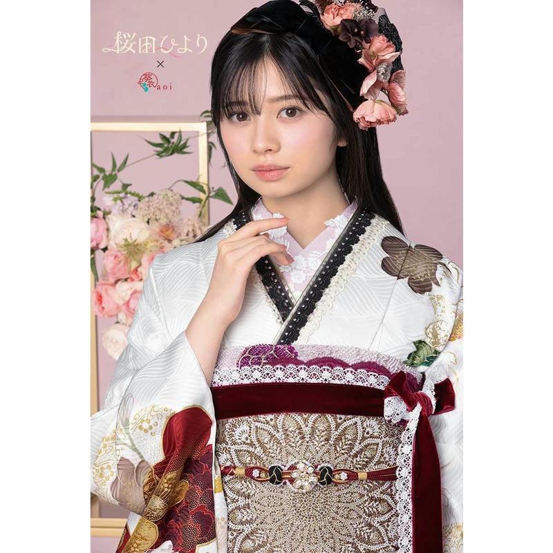 振袖 レンタル 成人式 結婚式 白 菊牡丹に梅 桜田ひより12月〜1月利用