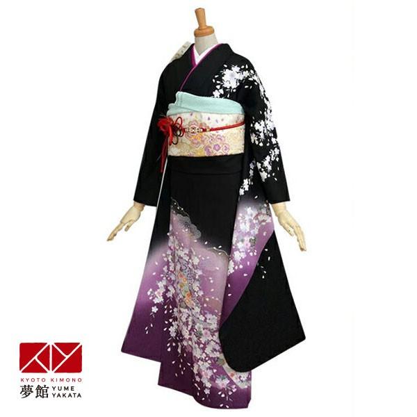 ブランド登録なし - 振袖 賃借 成年者式 御芽出度 黒紫ぼかし しだれ桜に短冊(絹)12月〜1月利用 相応う身の長154〜165珊 RS244 レンタル、各種サービス-着物、浴衣-レンタル