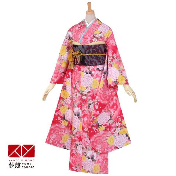 5106 振袖着物単品　バラ ピンク 正絹 成人式結婚式卒業式 薔薇ばら 振袖 レンタル 成人式 結婚式 ピンク 薔薇とブーケ12月〜1月利用 対応