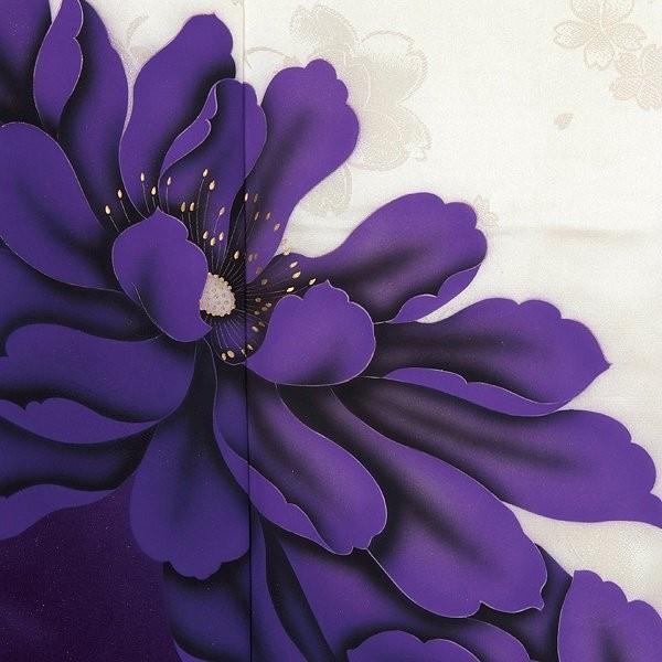 振袖 レンタル 成人式 結婚式 訳あり商品 安い 白×紫 芍薬(絹)12
