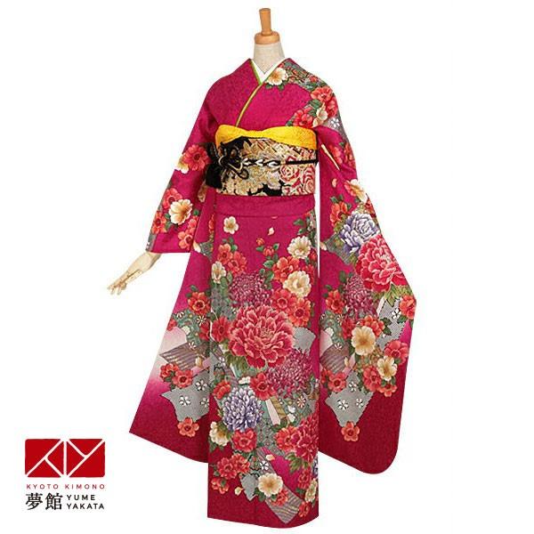 振袖 レンタル 成人式 結婚式 ローズピンク　大輪牡丹に花熨斗(絹) 一点物12月〜1月利用 対応身長154〜165cm RS686