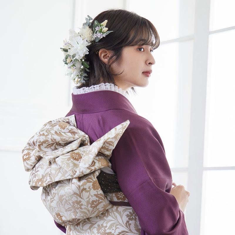 振袖 レンタル 成人式 結婚式 紫 椿と牡丹(絹)(宅) 一点物 12月〜1月利用 対応身長154〜165cm RS698の画像