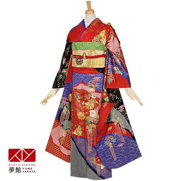 振袖 レンタル 成人式 結婚式 赤　金駒菊に藤の花(絹) 一点物12月〜1月利用 対応身長154〜165cm RS766