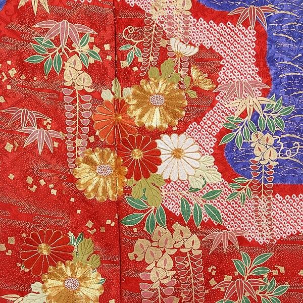 振袖 レンタル 成人式 結婚式 赤　金駒菊に藤の花(絹) 一点物12月〜1月利用 対応身長154〜165cm RS766_2