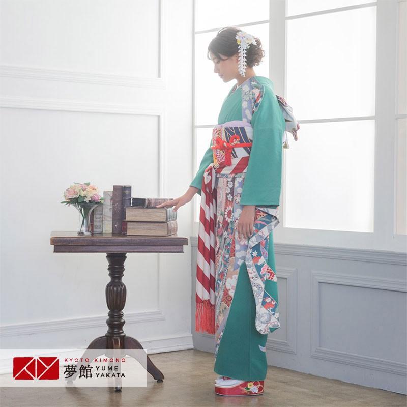 振袖 レンタル 成人式 結婚式 薄緑 吉祥熨斗文様(絹)(宅)モデル着用小物セット12月〜1月利用 対応身長154〜165cm RS786