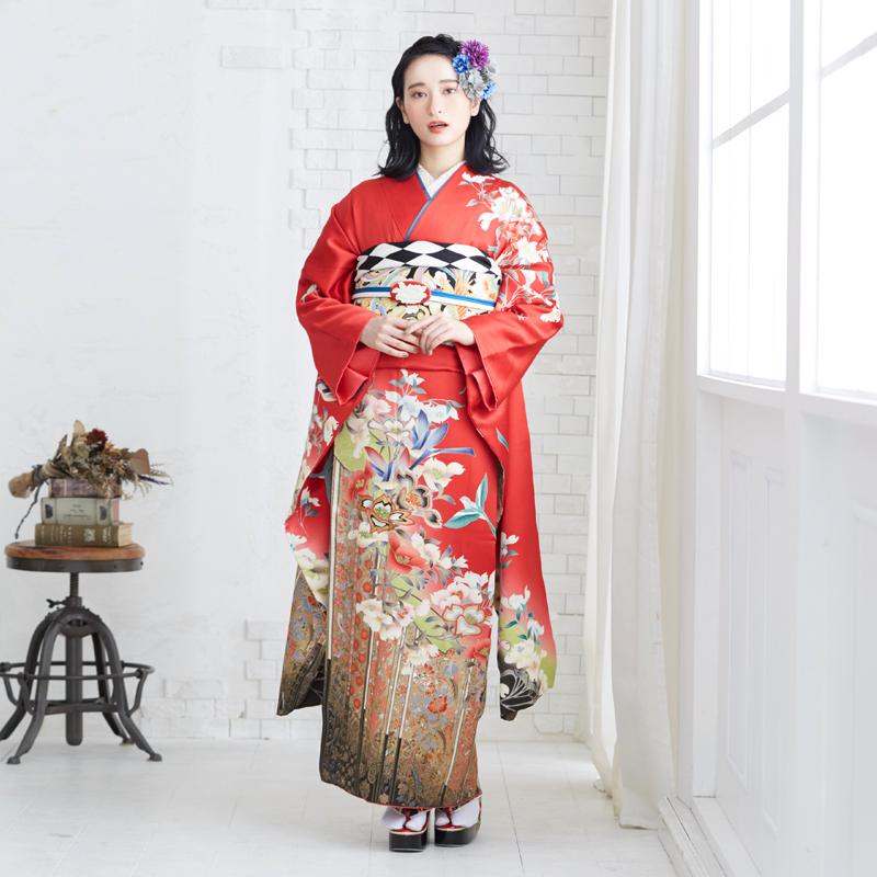 定価68200円セール開催中！振袖 レンタル 成人式 結婚式 赤 遊鳥