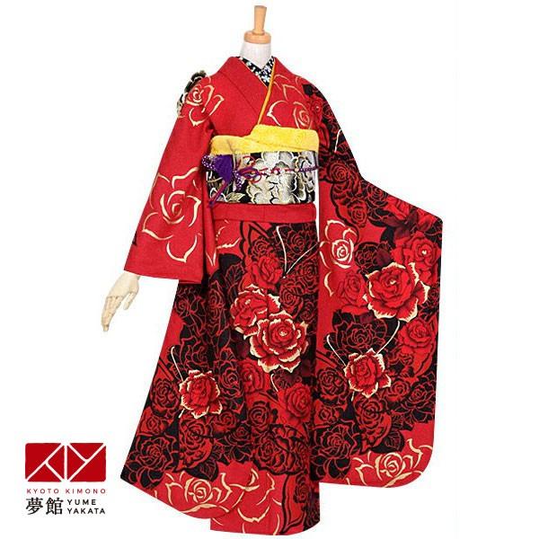受賞店舗 12 1月利用 成人式 振袖 レンタル 赤黒 薔薇と蝶 絹 対応身長155 159cm Rs940 激安の Www Altassets Net