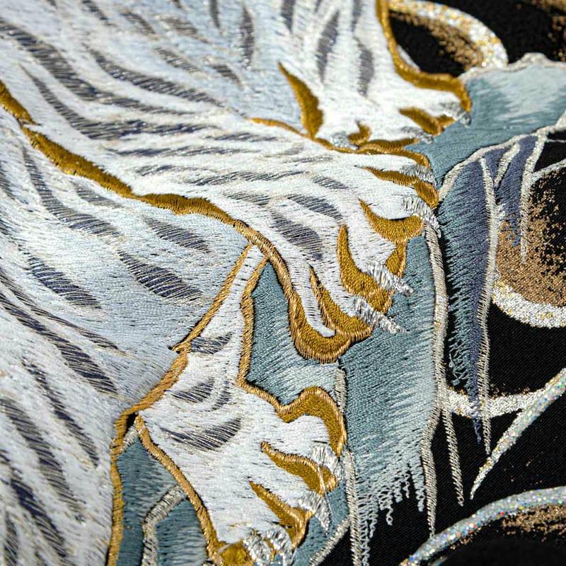 産着 お宮参り 着物 レンタル 男の子 手振り刺繍 黒 龍に虎 瑞雲 のしめ 祝い着 初着 SB092_7