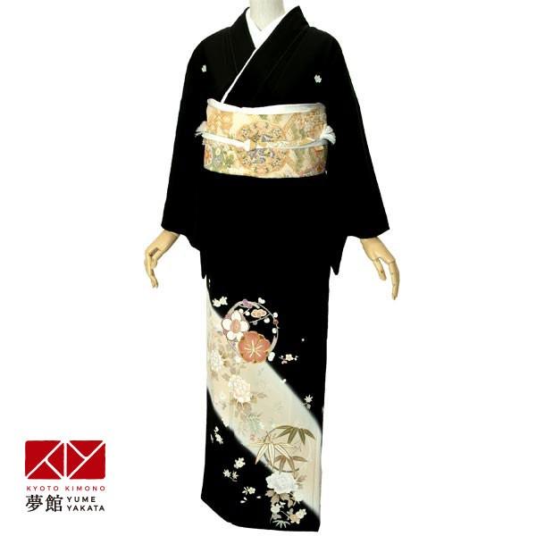 ブランド登録なし - 黒留袖 賃借  華燭の典 訳あり 松竹梅 花丸文 貸御召しもの フルセット 相応う身たけ147〜159糎 T012