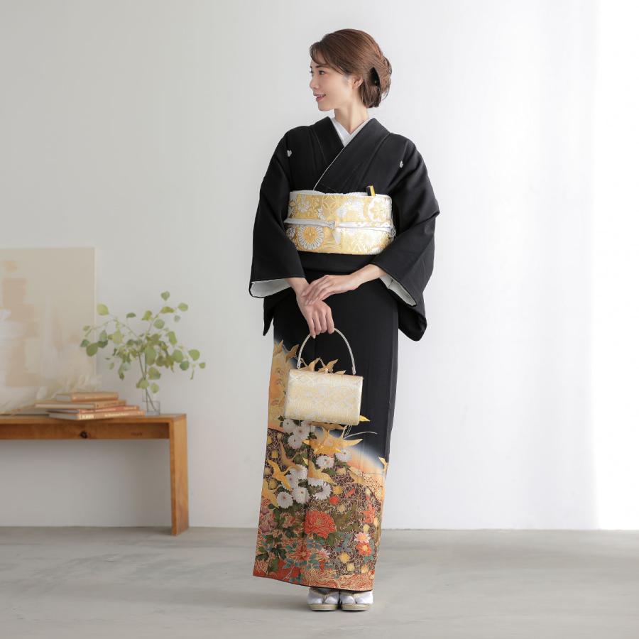 黒留袖 レンタル kansai 結婚式 金駒鶴に四季花 貸衣装 フルセット