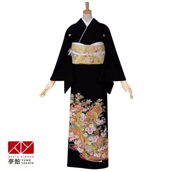 ブランド登録なし - 黒留袖 賃借  御芽出度 中仕切りに四季花文 貸お召しもの フルセット 相応う身の長155〜164珊 T182 着物、浴衣-レディースファッション