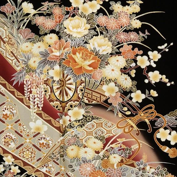 黒留袖 レンタル 結婚式 花車と花絵巻 貸衣装 フルセット 対応身長147