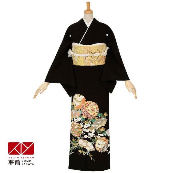 ブランド登録なし - 黒留袖 賃借  御芽出度 雪輪に松竹梅 貸お召しもの フルセット 相応う身の長155〜164珊 T233 レディースファッション-レンタル-着物、浴衣