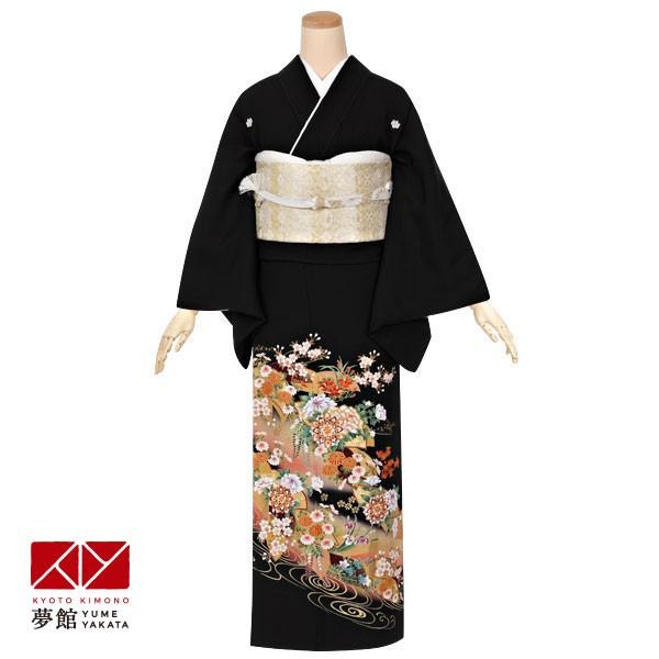黒留袖 レンタル  結婚式 花びら重ね観世水 貸衣装 フルセット 対応身長155〜164cm T245