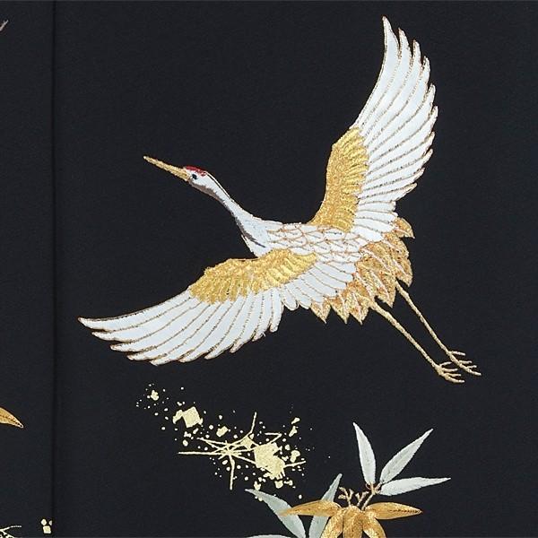 黒留袖 レンタル 結婚式 刺繍 金鶴に松竹梅(絹) 貸衣装 フルセット