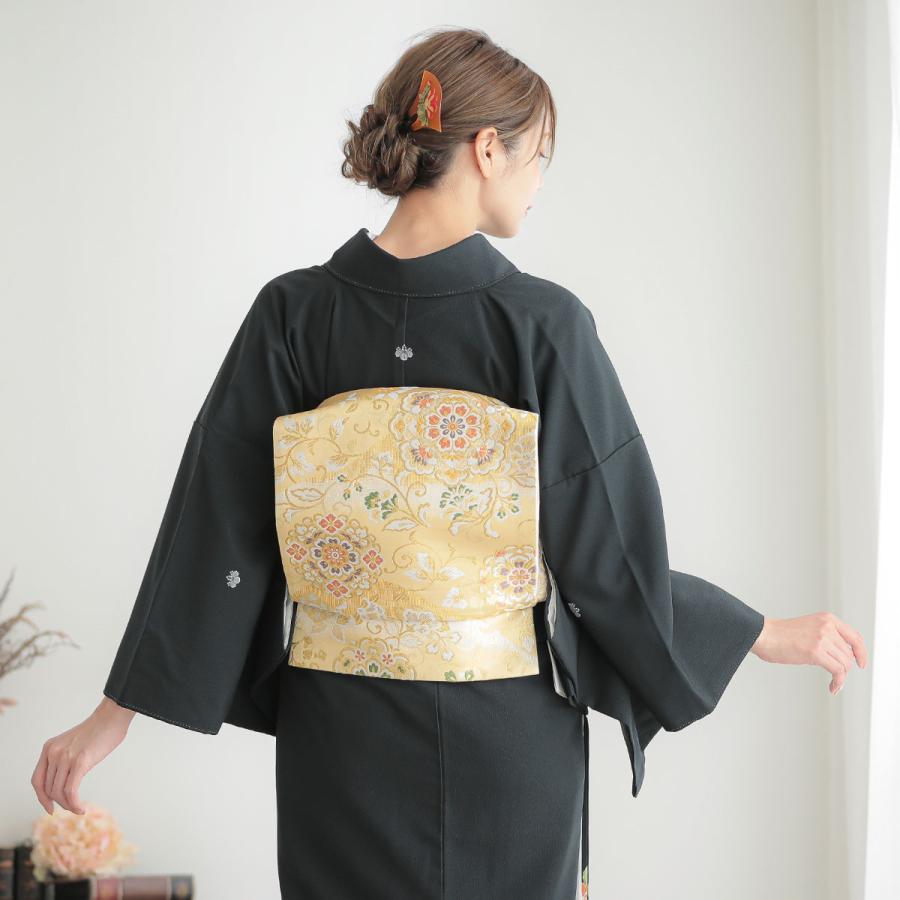 豪華な色箔遣い　華尽くし　正絹黒留袖　155cm　結婚式　フォーマル　a903 黒留袖 レンタル ジャパンスタイル 結婚式 花喰い鳥に華紋 貸衣装 フル