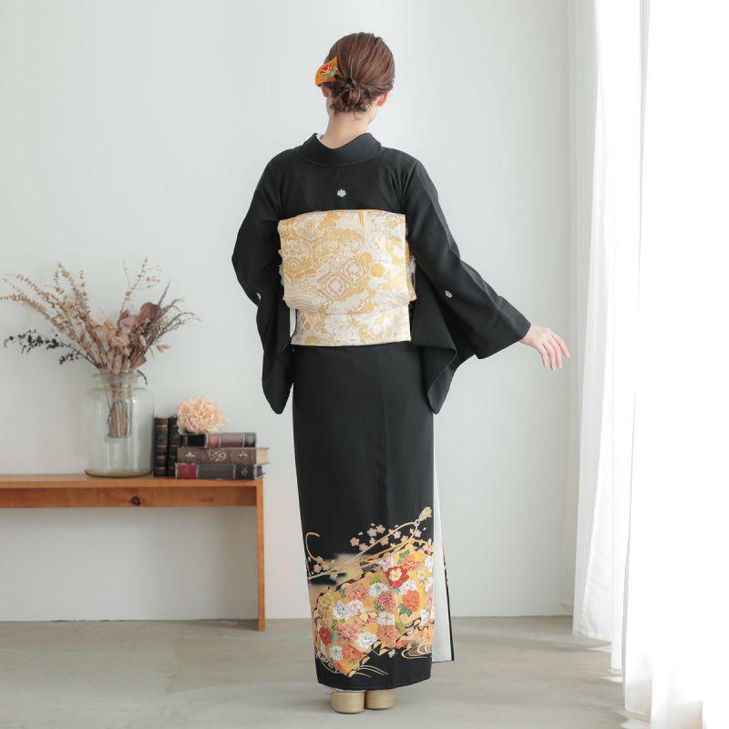 黒留袖 レンタル  結婚式 刺繍 観世水と桜に屏風と飾り紐 貸衣装 フルセット 対応身長155〜164cm T342 | ブランド登録なし | 06