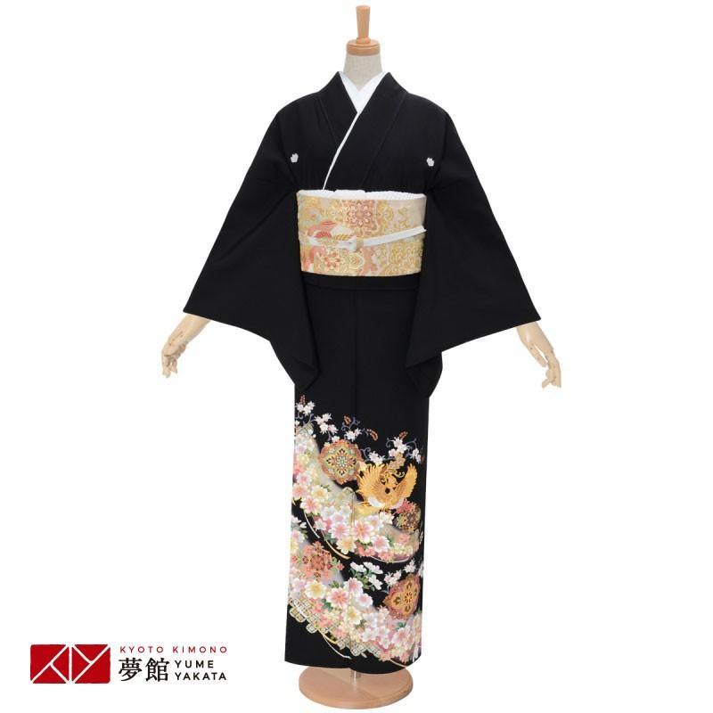 ブランド登録なし - 黒留袖 賃借  御芽出度 現ナマ駒刺しゅう 鳳凰に華紋(T344) 貸お召しもの フルセット 相応う身の長155〜164珊 T343 着物、浴衣-レディースファッション-レンタル
