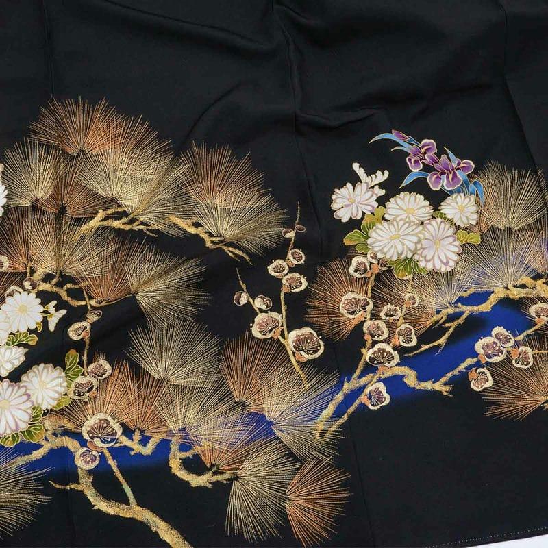 YUMI KATSURA 黒留袖 レンタル 桂由美 結婚式 刺繍 ブルー 花籠 YUMI KATSURA 黒留袖 レンタル 桂由美 結婚式 刺繍 ブルー 花籠