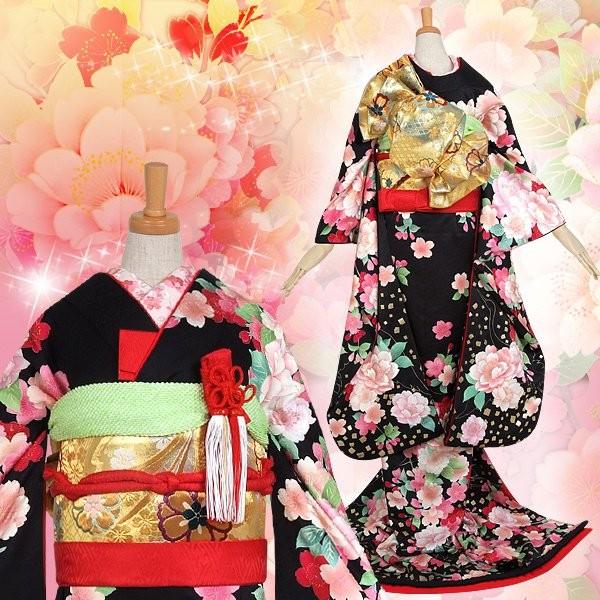 花嫁衣裳 引き振袖 大振袖 レンタル 安い 結婚式 婚礼 黒 桜と椿 ホテル・式場への配送OK W004 | ブランド登録なし | 03
