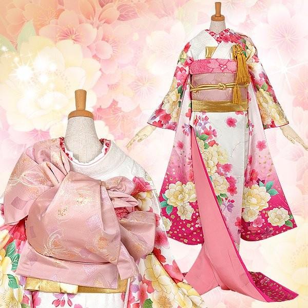 花嫁衣裳 引き振袖 大振袖 レンタル 安い 結婚式 婚礼 白とピンク 桜と椿 ホテル・式場への配送OK W005 | ブランド登録なし | 03
