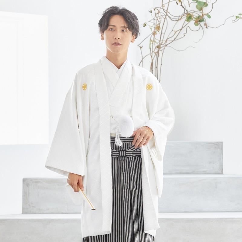 紋付袴 男 レンタル 結婚式 式典 白紋付×縞袴 卒業式 羽織袴 紋付袴 男 レンタル 結婚式 式典 白紋付×縞袴 卒業式 羽織袴