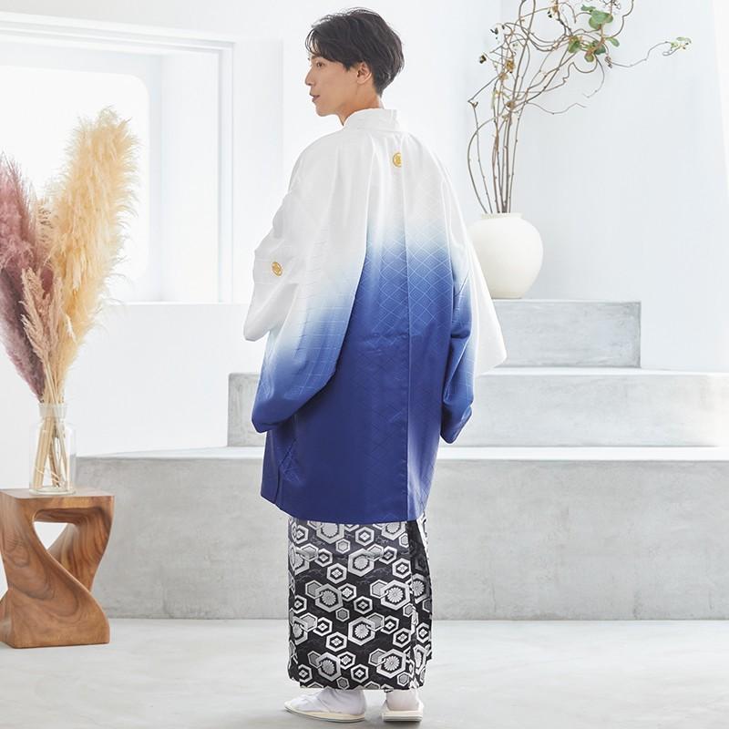 2月〜12月利用 紋付袴 男 レンタル 結婚式 式典  白紺紋付×柄袴 卒業式 羽織袴 対応身長178〜182cm Y018-Y180_3