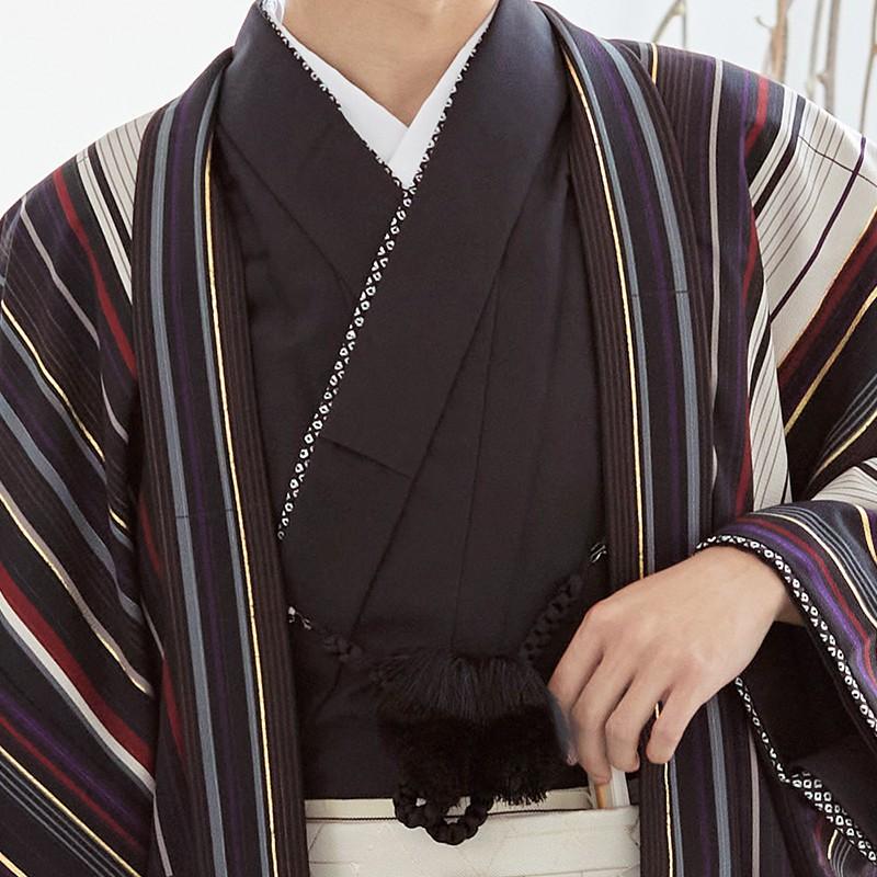 紋付袴 男 レンタル 結婚式 式典 CIAOPANIC 黒 縦縞×柄袴 卒業式