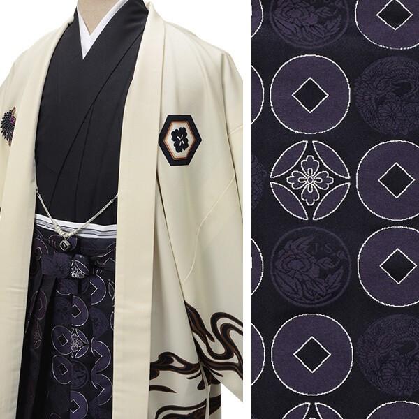 2月〜12月利用 紋付袴 男 レンタル 結婚式 式典 ジャパンスタイル クリーム 鯉×柄袴 卒業式 羽織袴 対応身長178〜182cm Y032-Y180_3