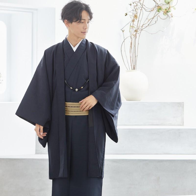 男着物 着流し アンサンブル レンタル 七五三 父親 ネイビー×ネイビー