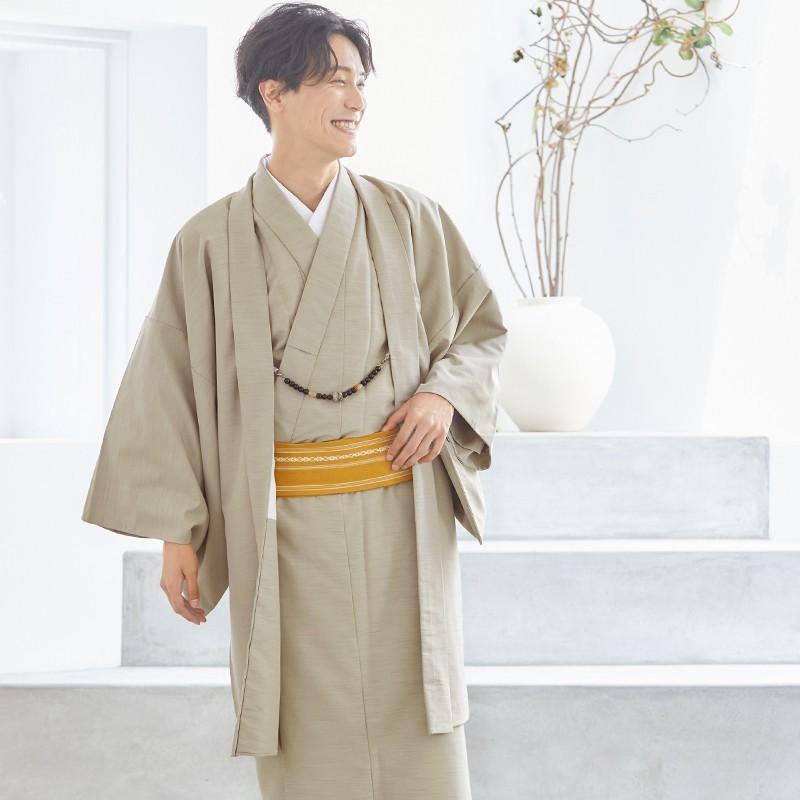 男着物着流し アンサンブル レンタル 七五三 父親 ベージュ×ベージュ