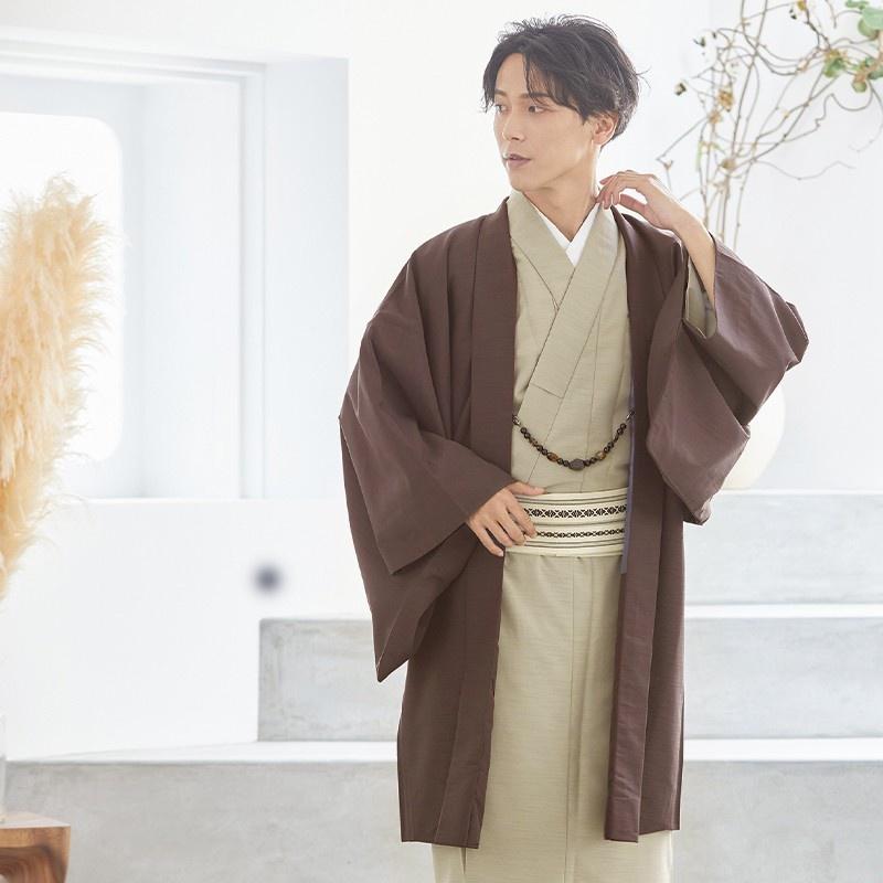 男着物 着流し アンサンブル レンタル 七五三 父親 ブラウン×ベージュ 男性 メンズ パパ お父さん 街着 対応身長163〜182cm ...